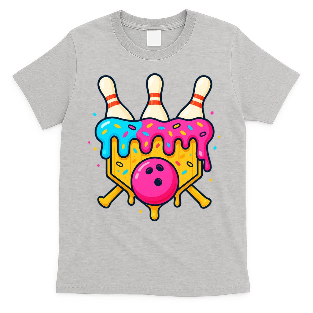 Bowling Lane Ice Cream Drip Home Plate T-Shirt