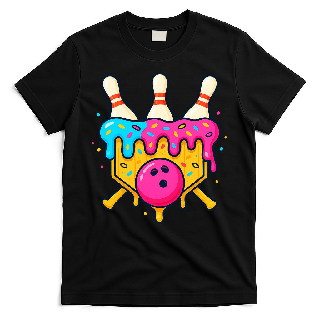 Bowling Lane Ice Cream Drip Home Plate T-Shirt