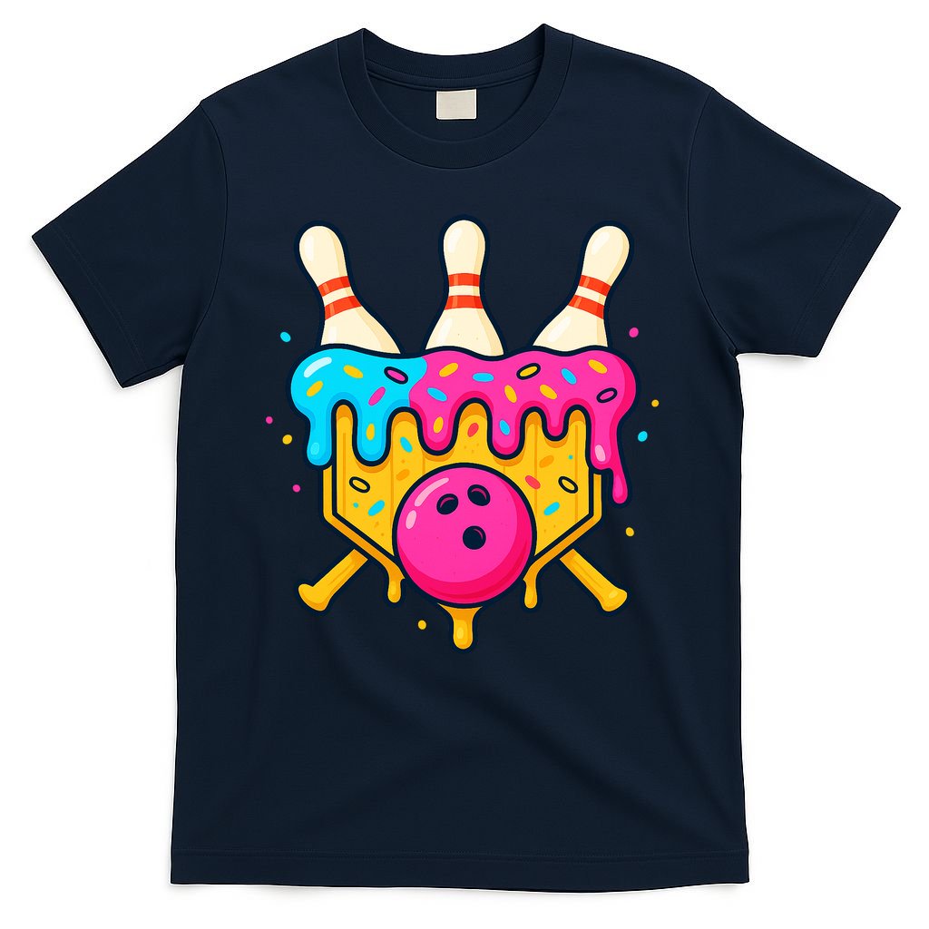 Bowling Lane Ice Cream Drip Home Plate T-Shirt