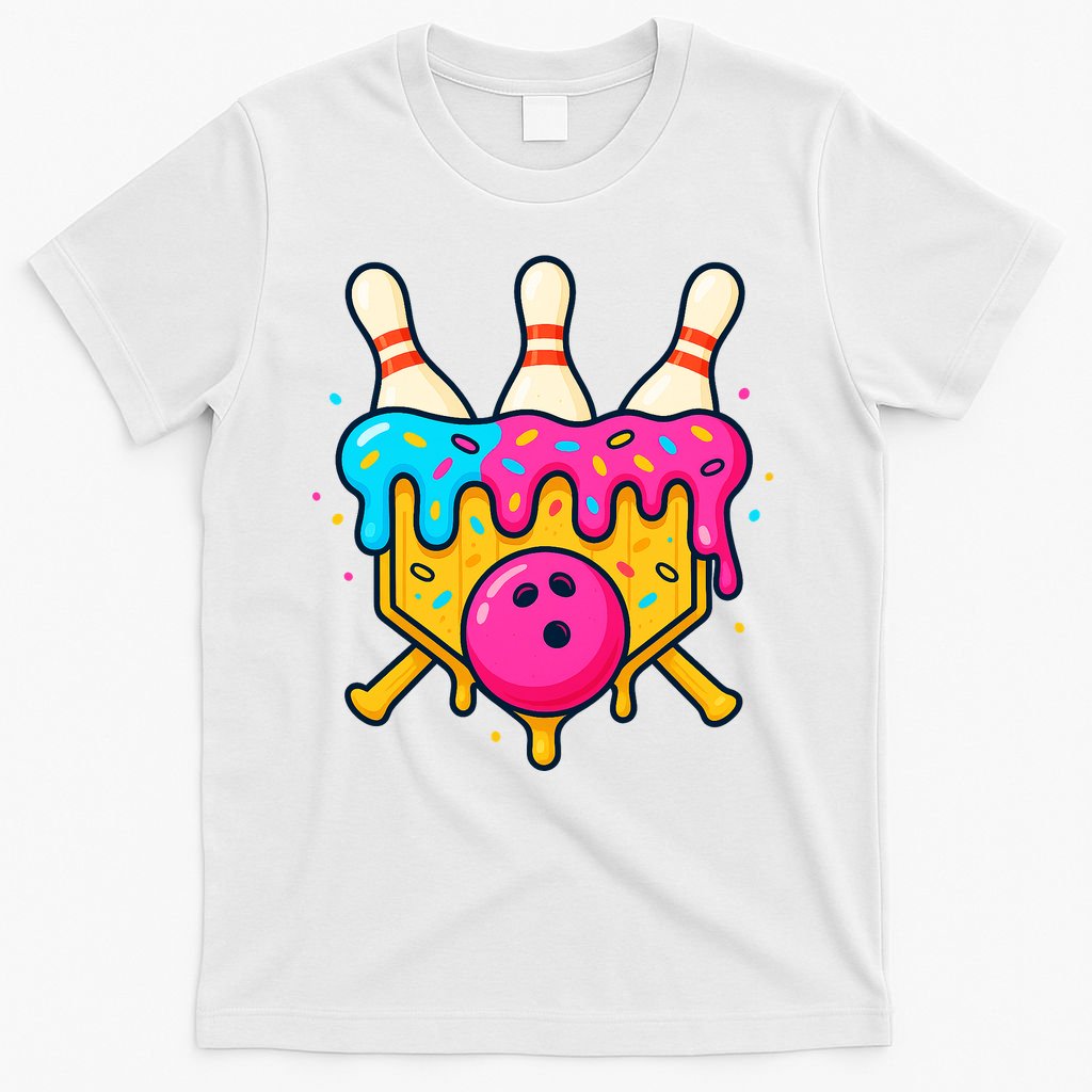 Bowling Lane Ice Cream Drip Home Plate T-Shirt