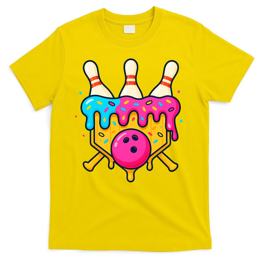 Bowling Lane Ice Cream Drip Home Plate T-Shirt