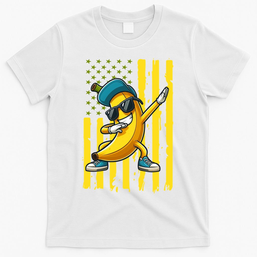 Banana Lover Retro American Flag Dabbing T-Shirt