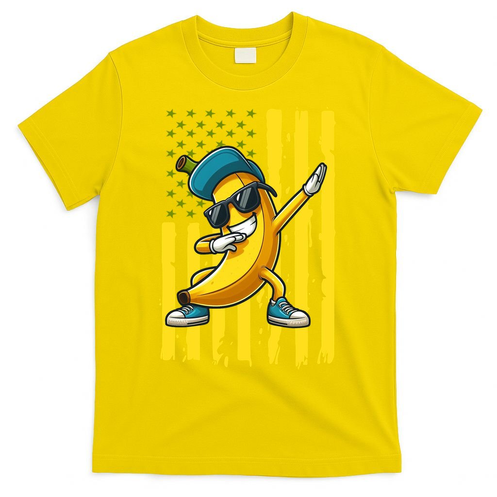 Banana Lover Retro American Flag Dabbing T-Shirt