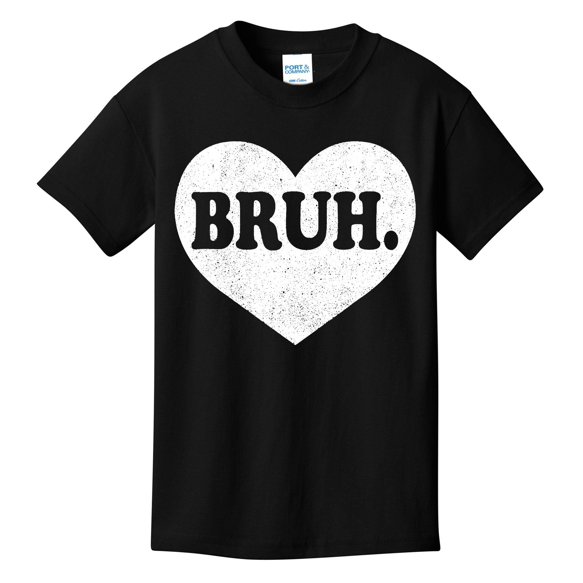 Bruh Meme Funny Saying Funny Retro Valentine Kids T-Shirt