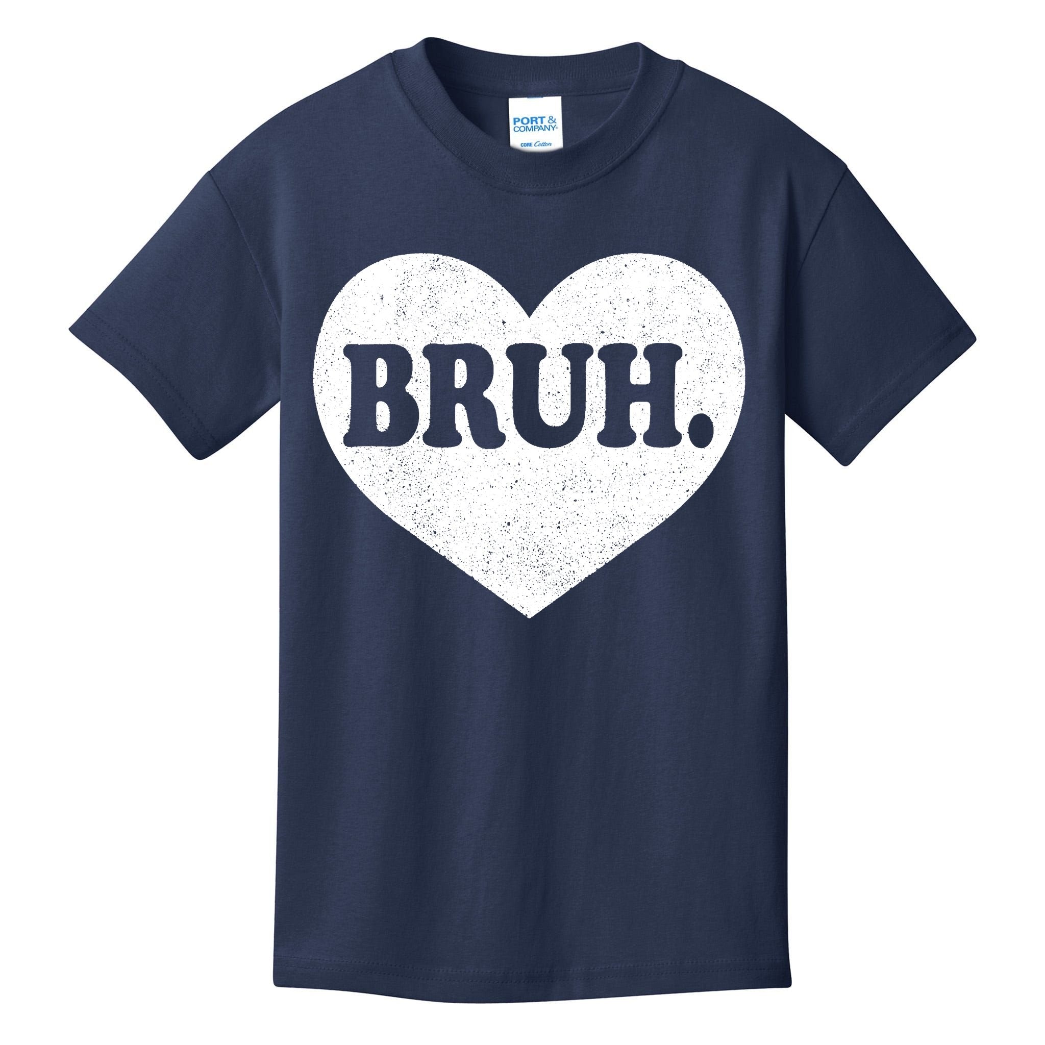 Bruh Meme Funny Saying Funny Retro Valentine Kids T-Shirt