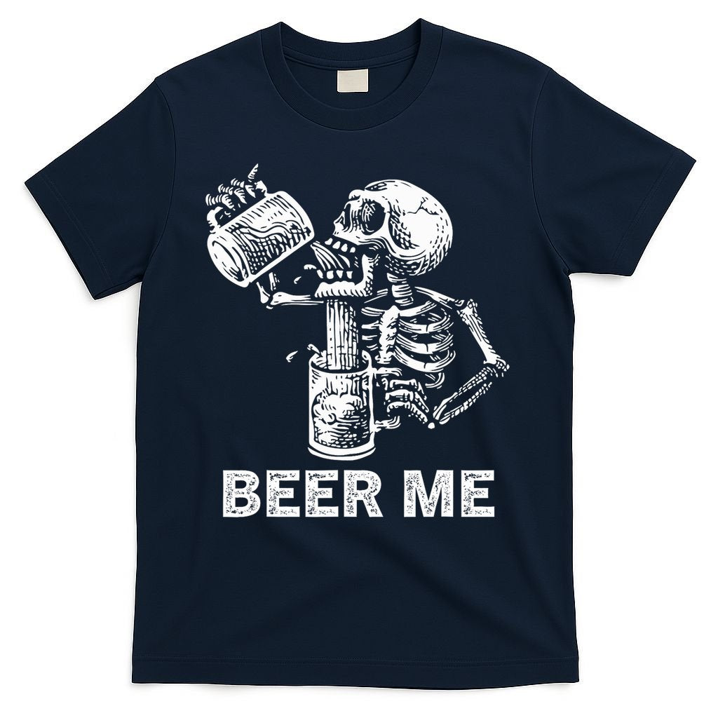 Beer Me Skeleton Scary Spooky Drinking  T-Shirt