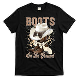 Boots On The Ground Black Cowgirl Western Where Them Fans  T-Shirt