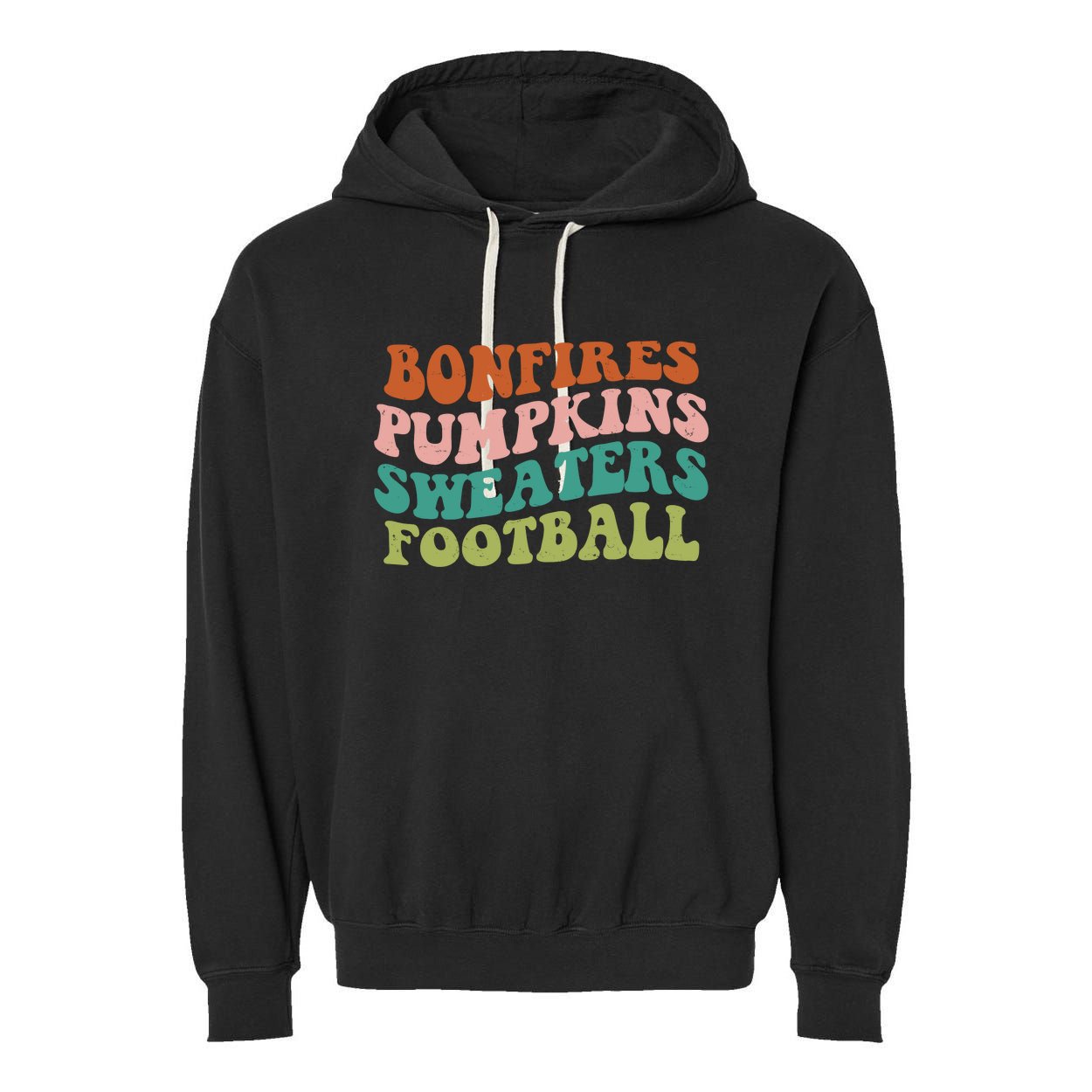 Bonfires Pumpkins Sweaters Football Fall Season Garment-Dyed Fleece Hoodie