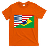 Brazil USA American Flag T-Shirt