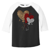 Buffalo Red Black Plaid And Leopard Hearts Valentine Day Toddler Fine Jersey T-Shirt