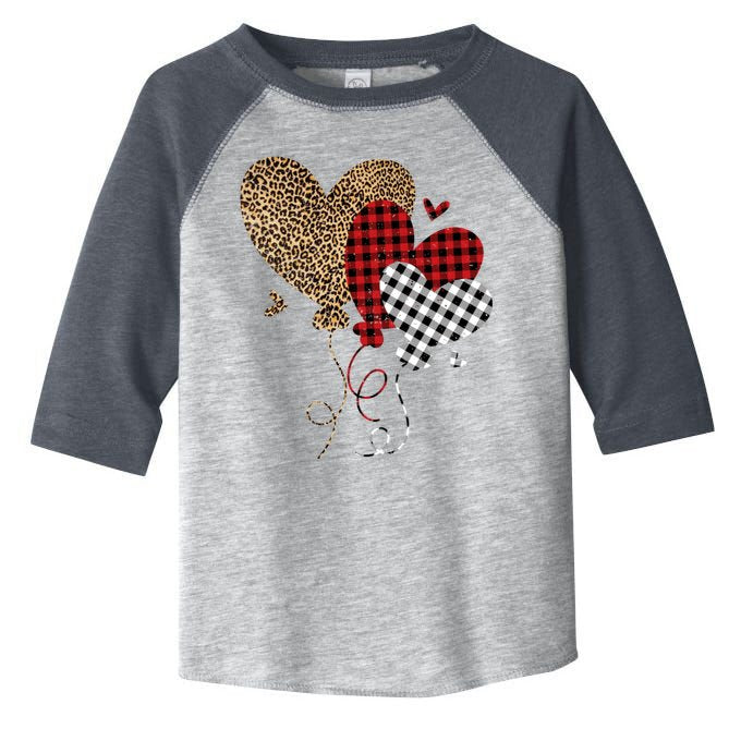 Buffalo Red Black Plaid And Leopard Hearts Valentine Day Toddler Fine Jersey T-Shirt