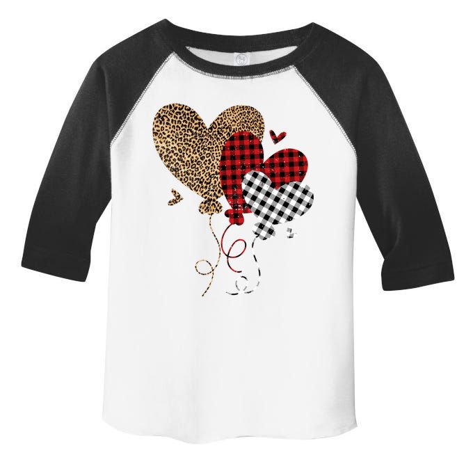 Buffalo Red Black Plaid And Leopard Hearts Valentine Day Toddler Fine Jersey T-Shirt