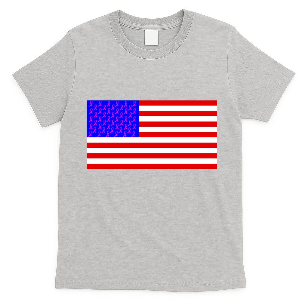 Breast Cancer Ribbons USA Flag T-Shirt