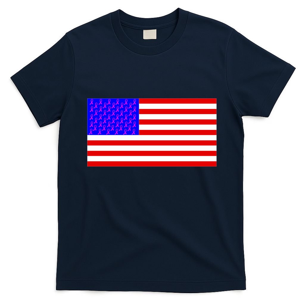 Breast Cancer Ribbons USA Flag T-Shirt