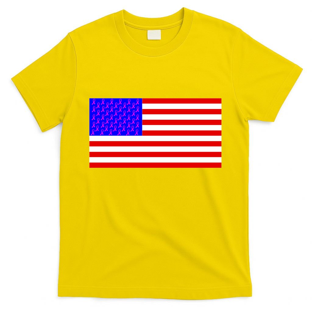 Breast Cancer Ribbons USA Flag T-Shirt