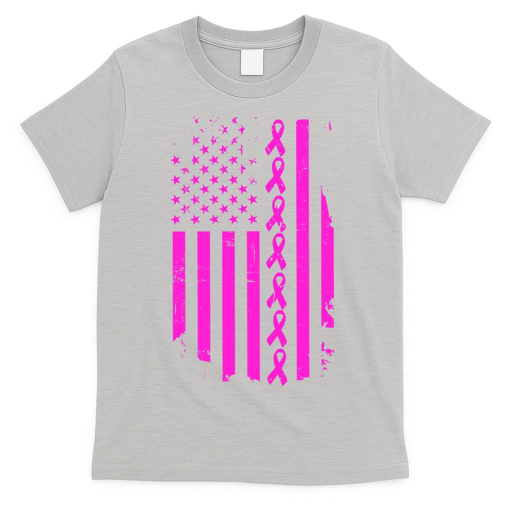Breast Cancer USA Ribbon Flag T-Shirt