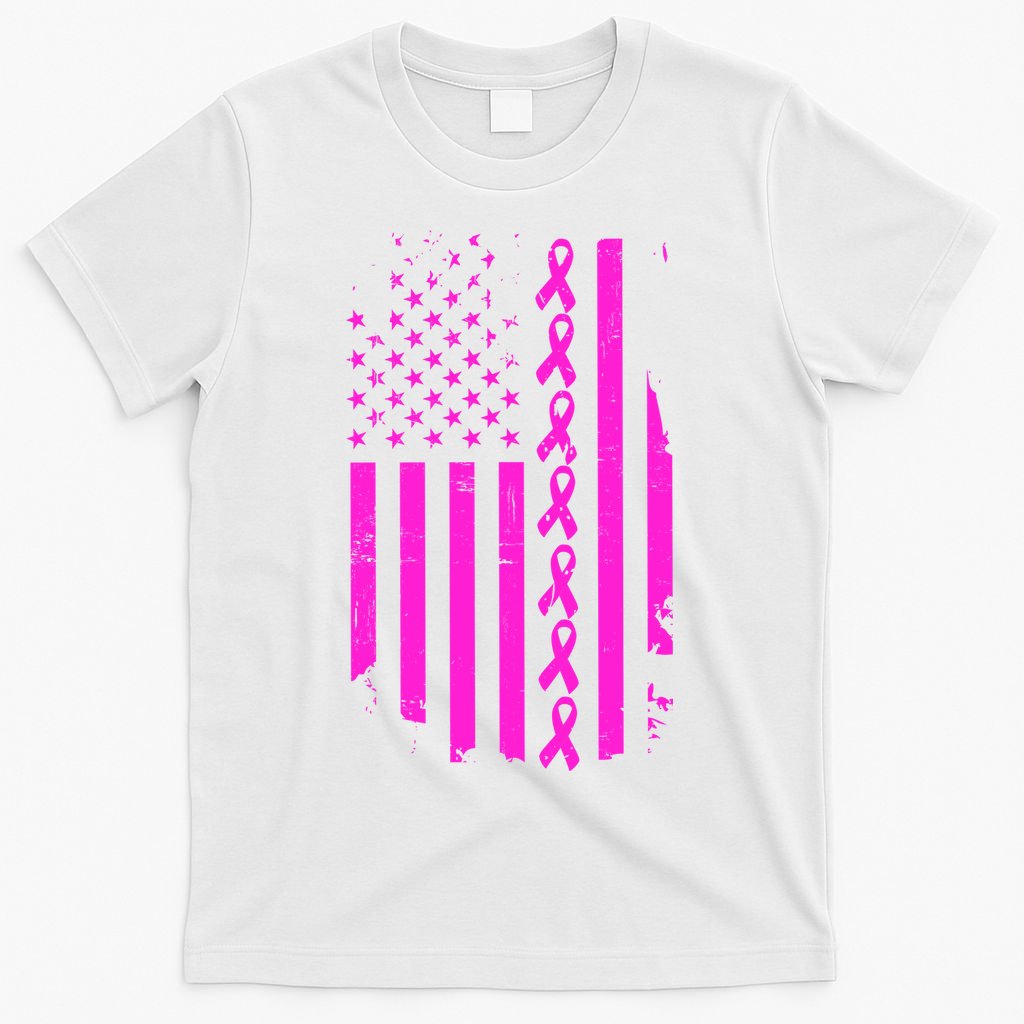 Breast Cancer USA Ribbon Flag T-Shirt