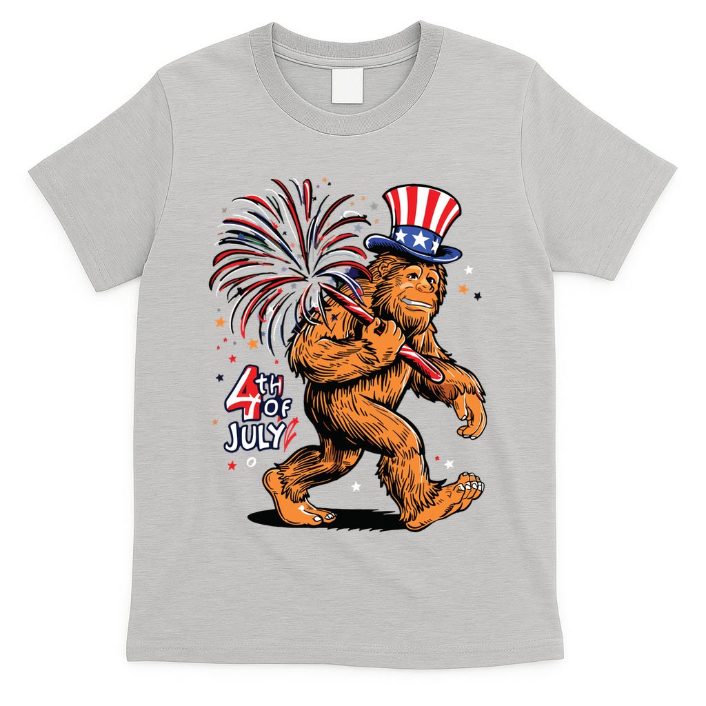 Bigfoot Sasquatch 4th Of July Fireworks T-Shirt