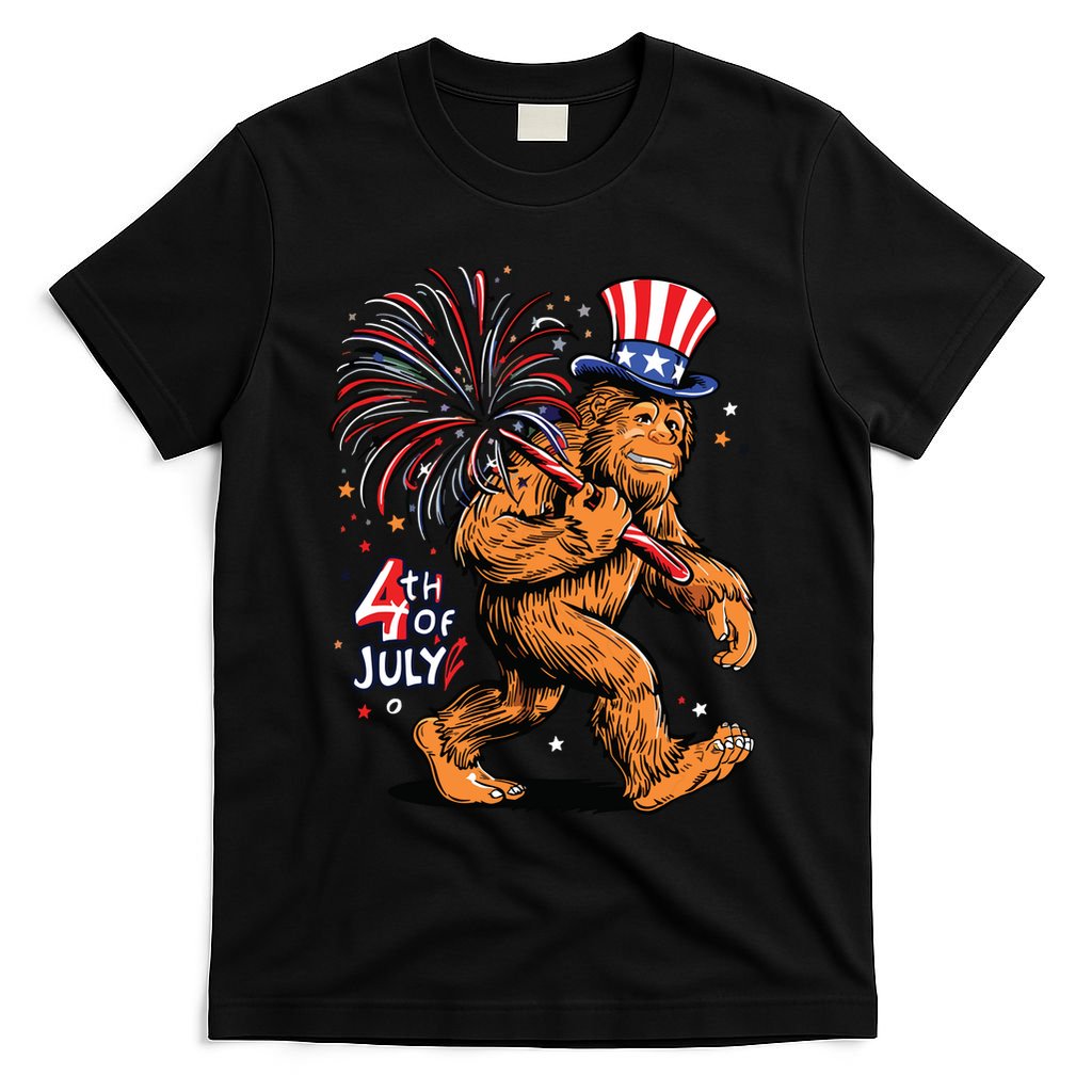 Bigfoot Sasquatch 4th Of July Fireworks T-Shirt