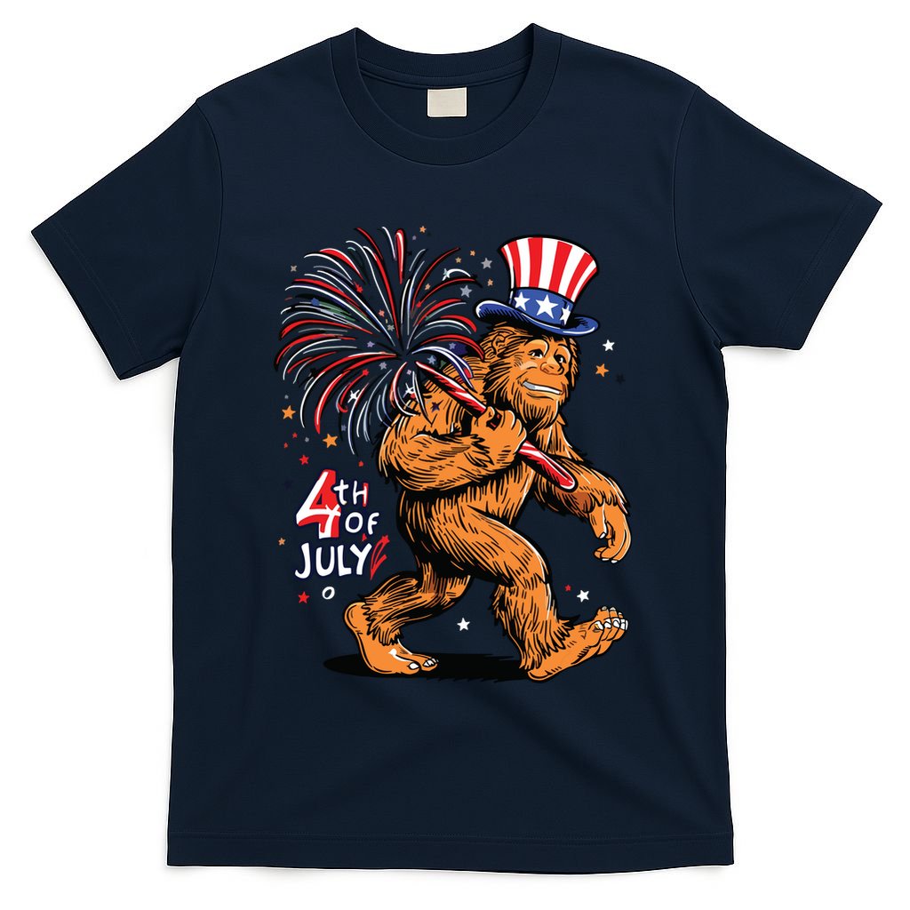 Bigfoot Sasquatch 4th Of July Fireworks T-Shirt