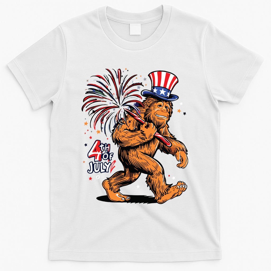 Bigfoot Sasquatch 4th Of July Fireworks T-Shirt