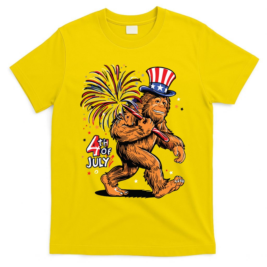 Bigfoot Sasquatch 4th Of July Fireworks T-Shirt