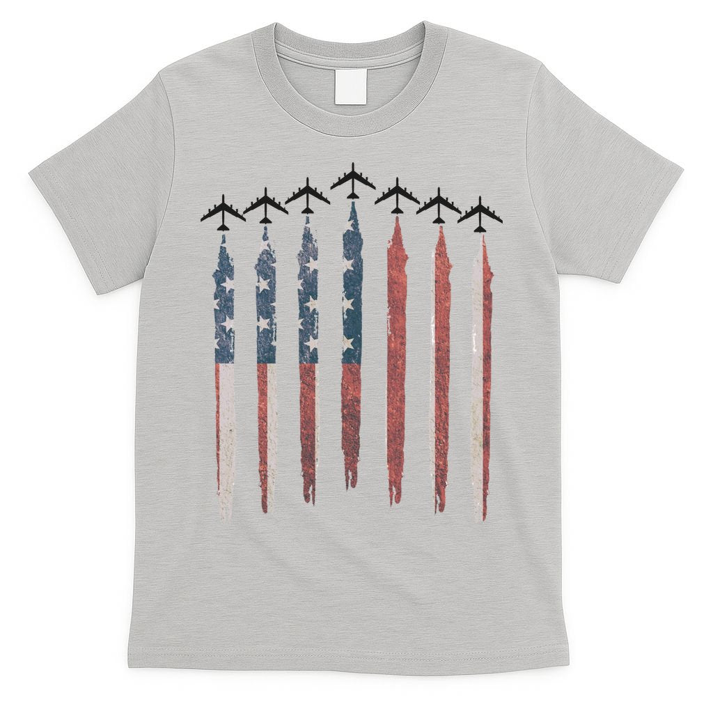 B-52 Stratofortress Bomber Airplane USA Patriotic Flag T-Shirt