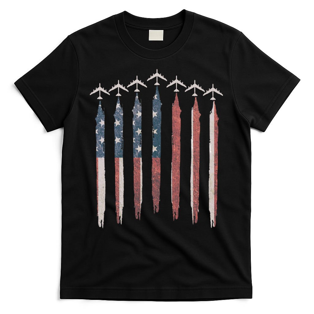 B-52 Stratofortress Bomber Airplane USA Patriotic Flag T-Shirt