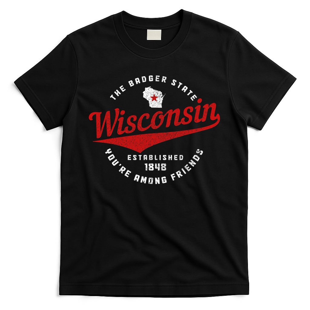Badger State Map Pride Vintage Of Wisconsin T-Shirt