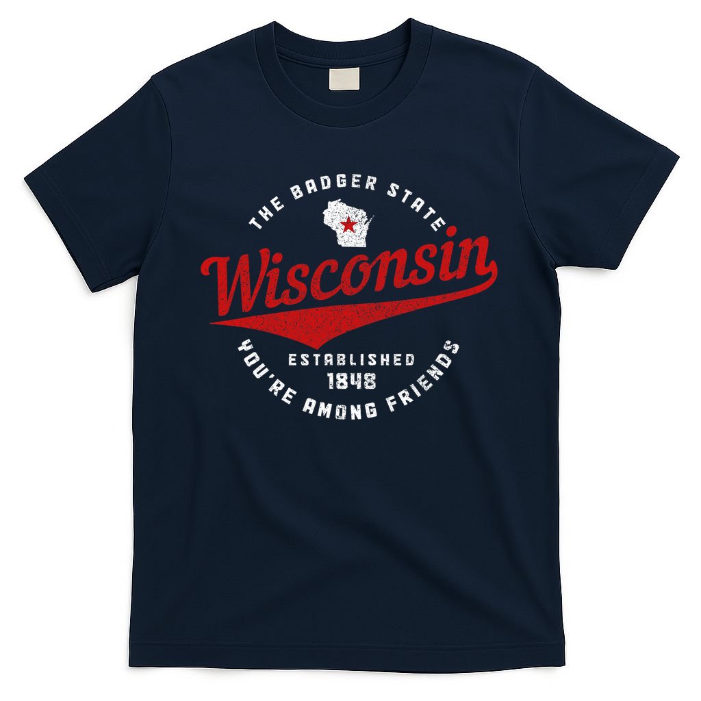 Badger State Map Pride Vintage Of Wisconsin T-Shirt