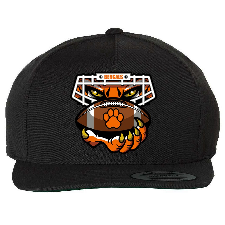 Bengal Tiger Football Wool Snapback Cap