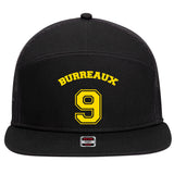 Burreaux Number 9 Louisiana Football Fan 7 Panel Mesh Trucker Snapback Hat