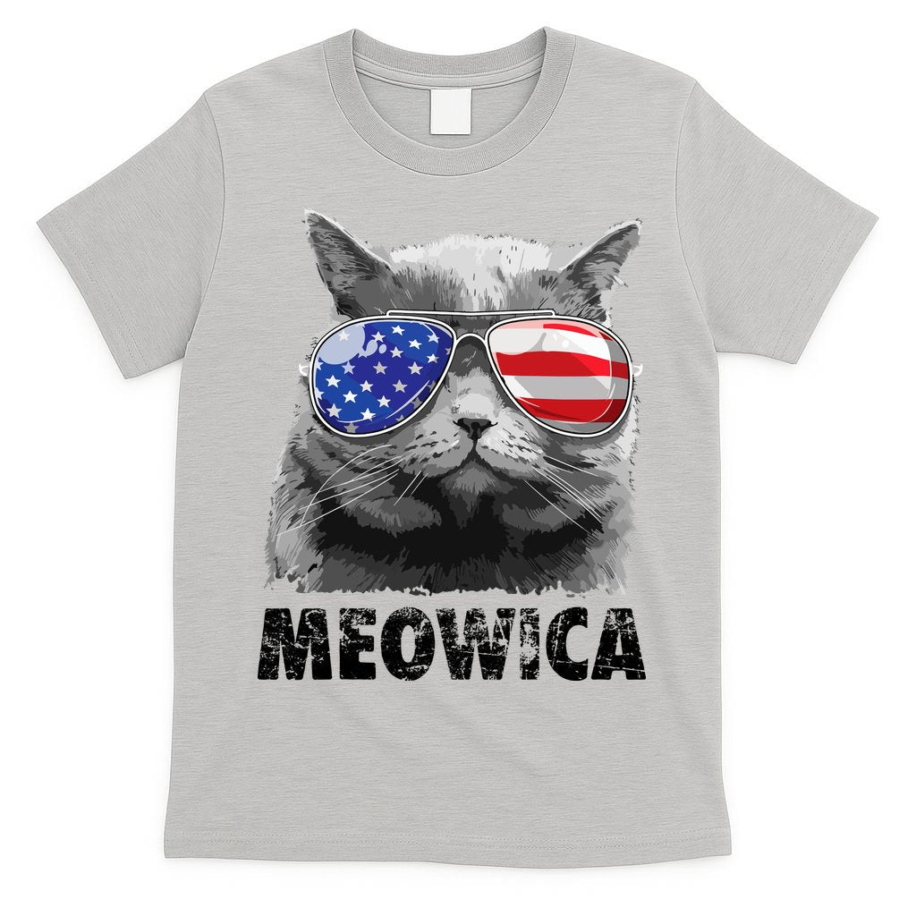 Cat 4th Of July Meowica Merica USA American Flag T-Shirt