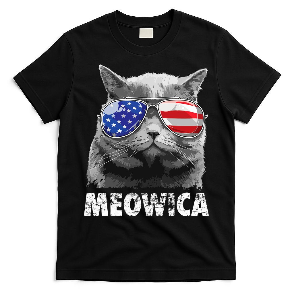Cat 4th Of July Meowica Merica USA American Flag T-Shirt