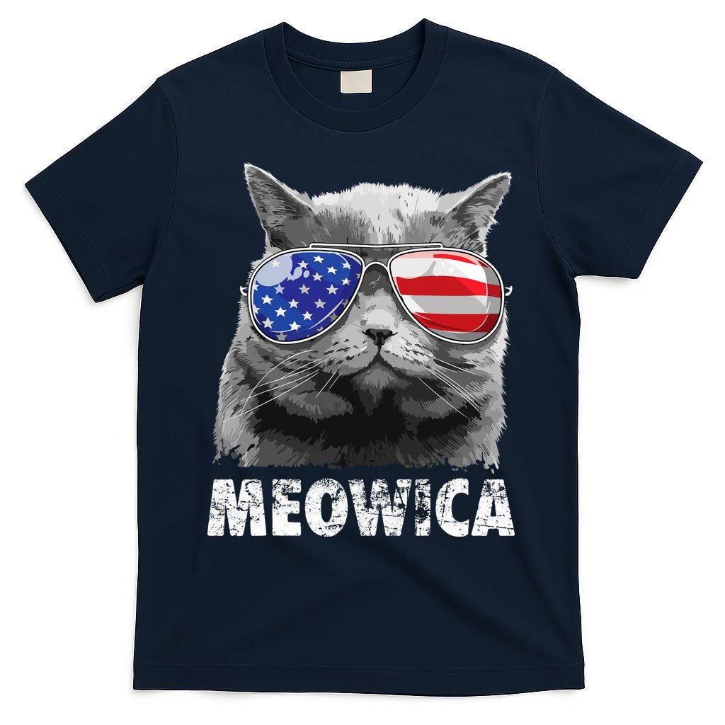 Cat 4th Of July Meowica Merica USA American Flag T-Shirt