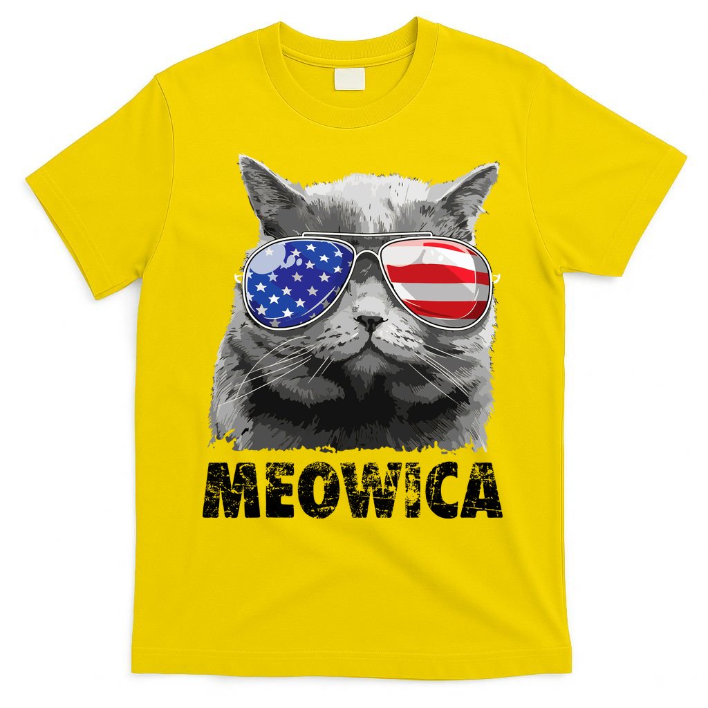Cat 4th Of July Meowica Merica USA American Flag T-Shirt