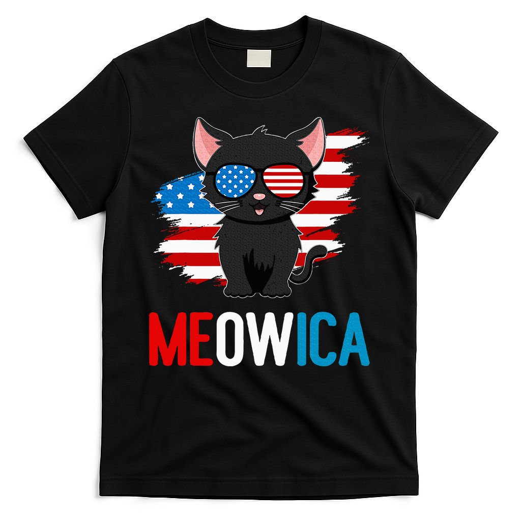 Cat 4th Of July Meowica Patriotic Kitten American Flag T-Shirt