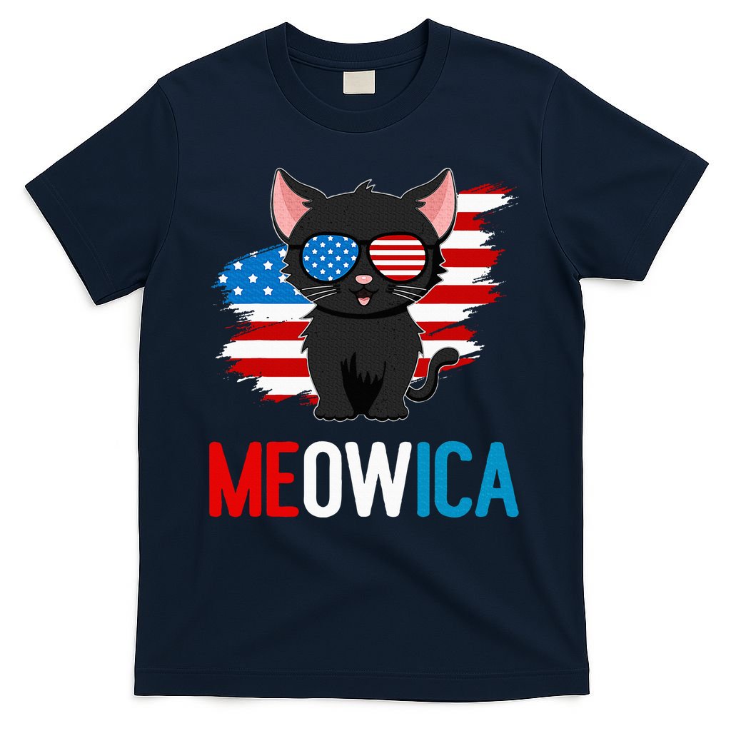 Cat 4th Of July Meowica Patriotic Kitten American Flag T-Shirt