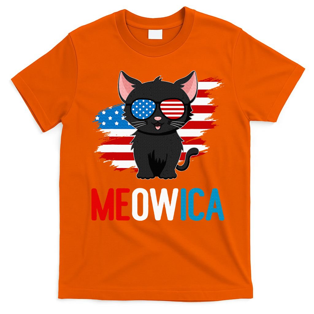 Cat 4th Of July Meowica Patriotic Kitten American Flag T-Shirt