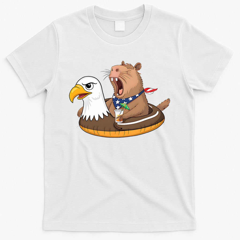 Capybara 4TH Of July Funny Pool Party T-Shirt