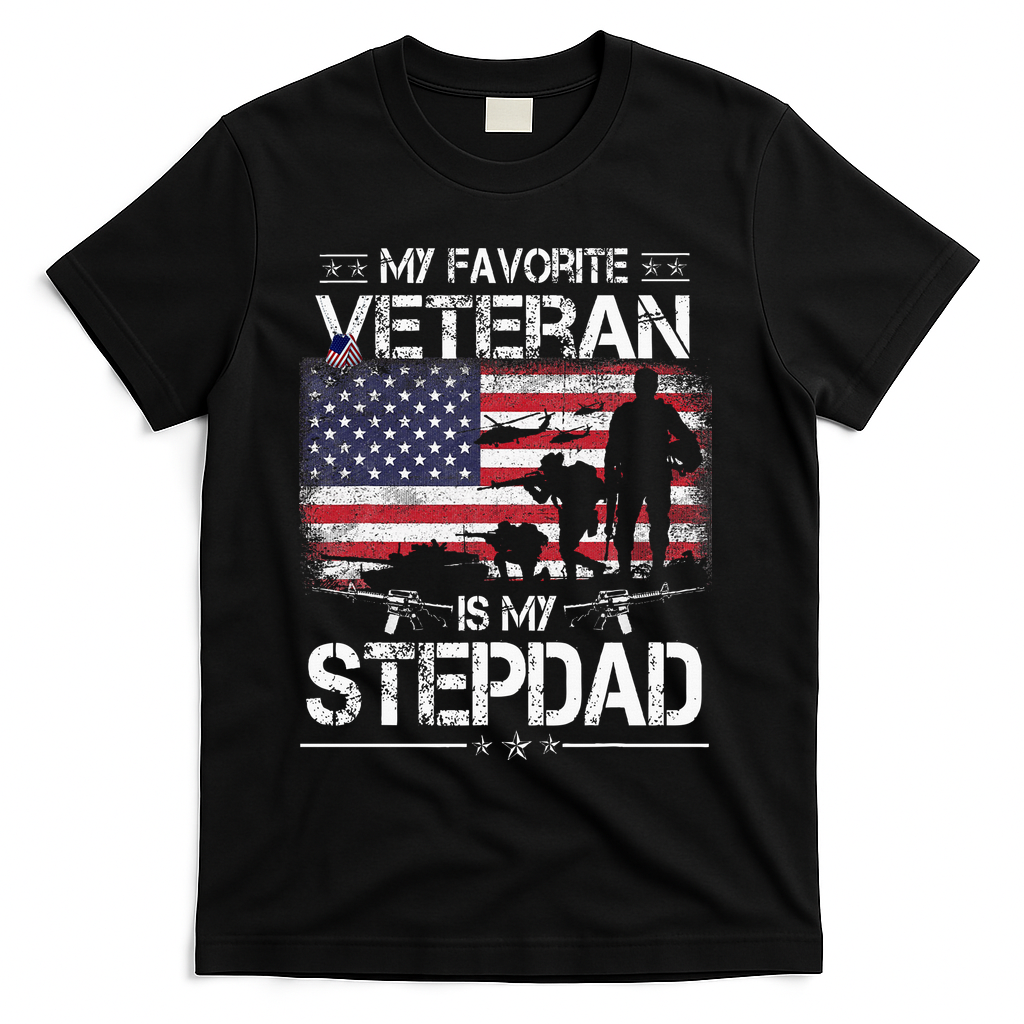 My Favorite Veteran Is My Stepdad Flag Father Veterans Day T-Shirt