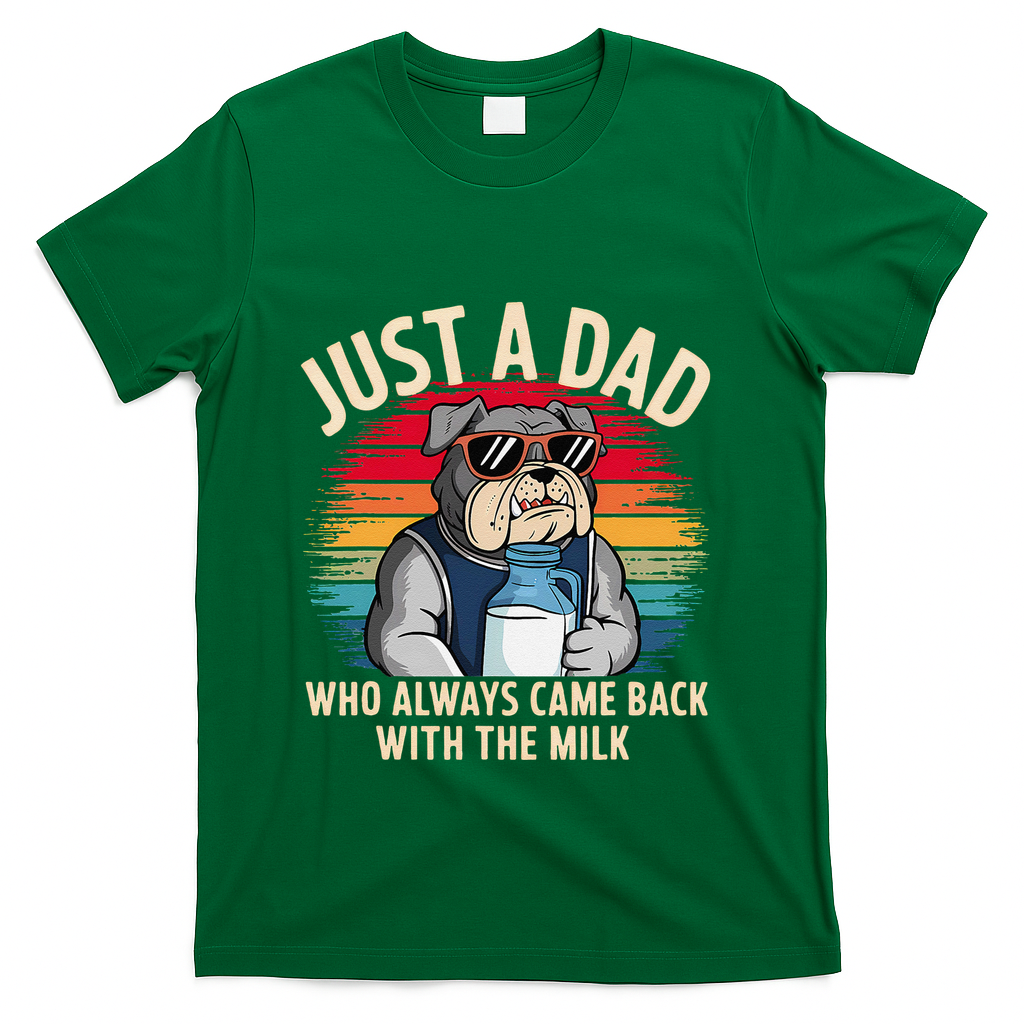 Just A Dad Who Always Came Back With The Milk Bulldog Father T-Shirt