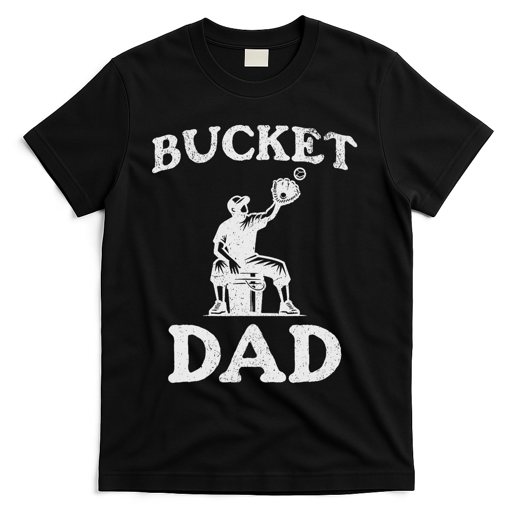 Bucket Dad Softball Dad Baseball Funny Father's Coach T-Shirt
