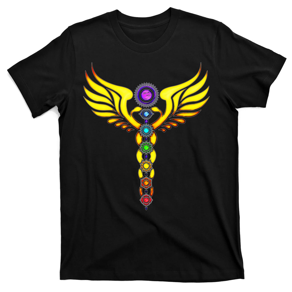 Caduceus With 7 Chakras T-Shirt