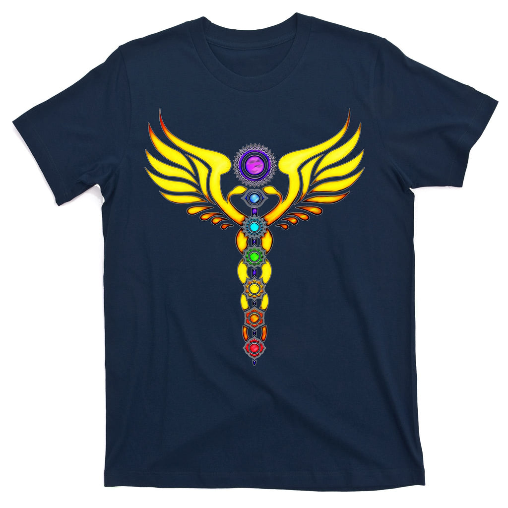 Caduceus With 7 Chakras T-Shirt