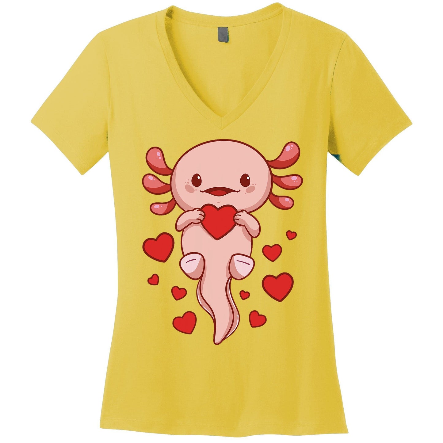 Cute Axolotl Heart Valentines Day For Valentine Women's V-Neck T-Shirt