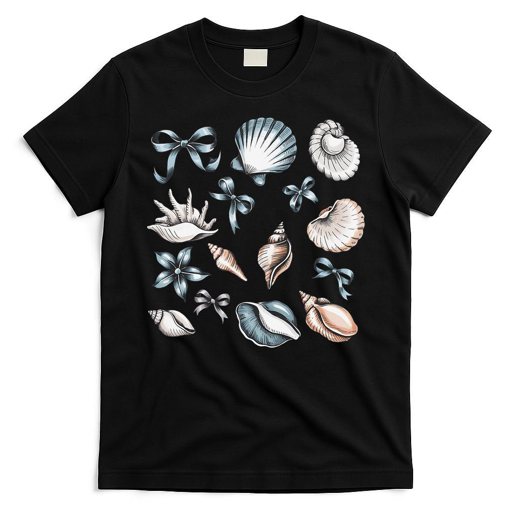 Coquette Blue Bow Ocean Beach Retro Summer Women T-Shirt