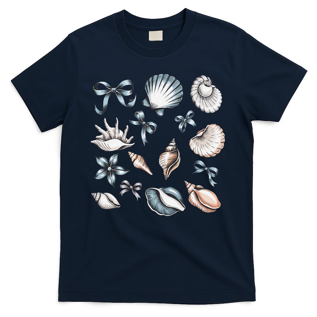 Coquette Blue Bow Ocean Beach Retro Summer Women T-Shirt