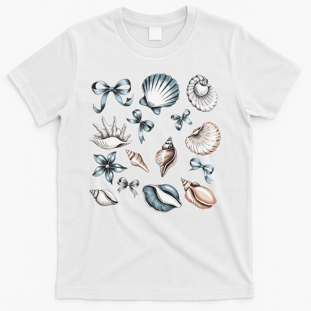 Coquette Blue Bow Ocean Beach Retro Summer Women T-Shirt