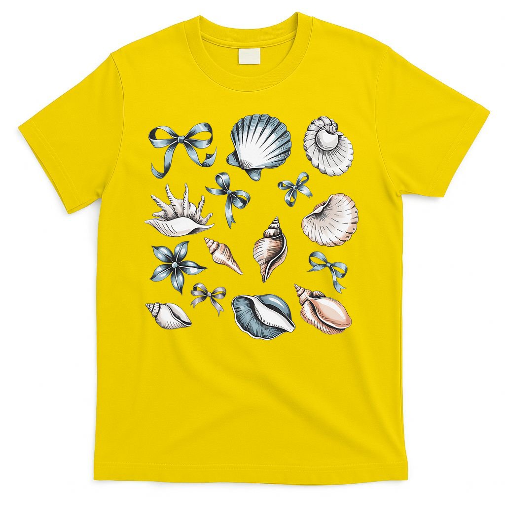 Coquette Blue Bow Ocean Beach Retro Summer Women T-Shirt